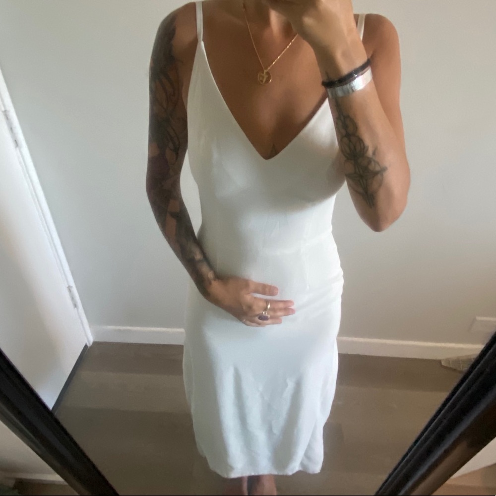 NWOT: C/MEO Collective White Spaghetti Strap Dress